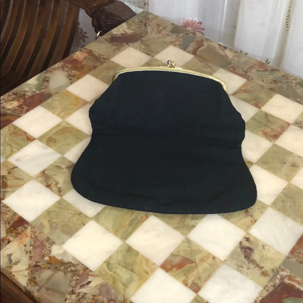 Black Cotton Fold Over Clutch Purse
